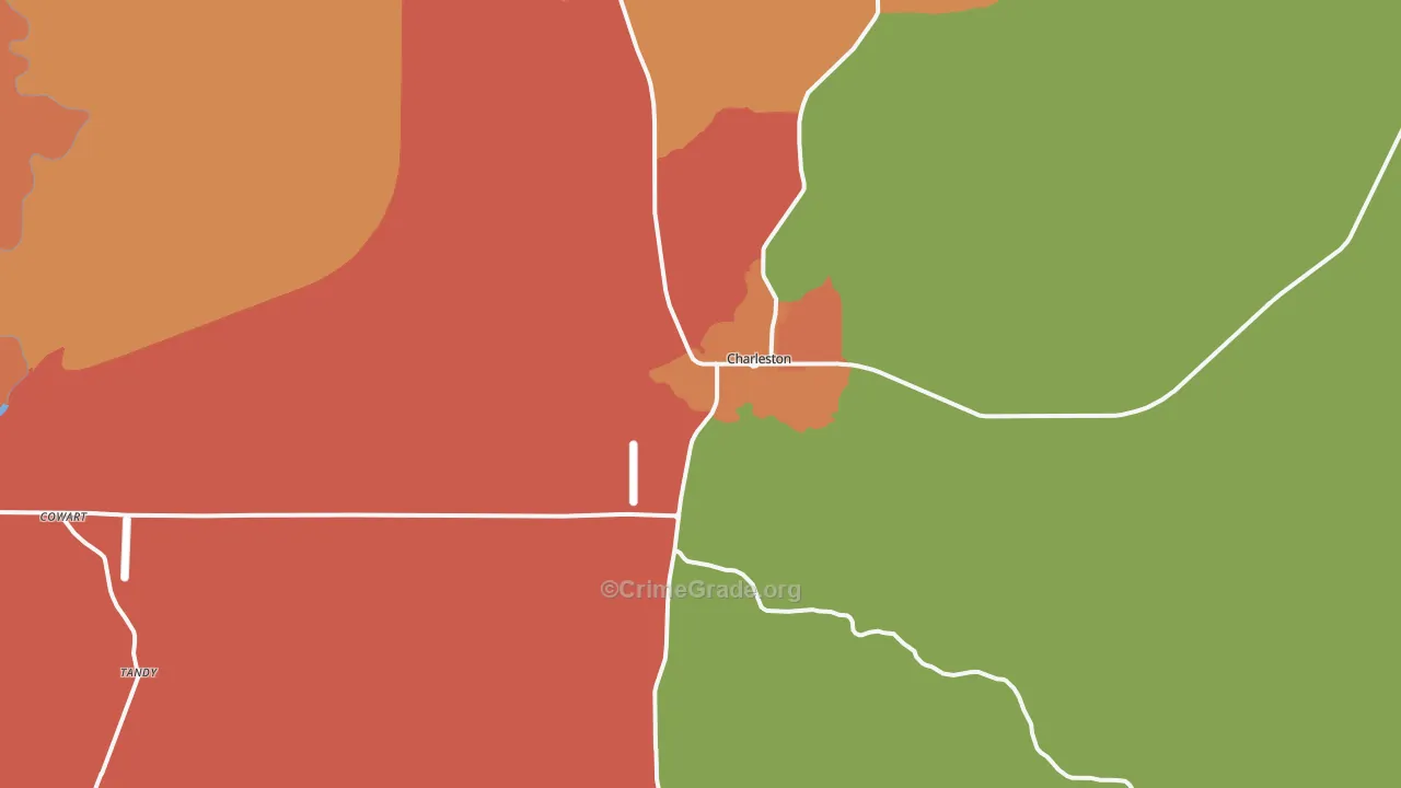 Charleston, MS Map of Drug-Related Crime Rates