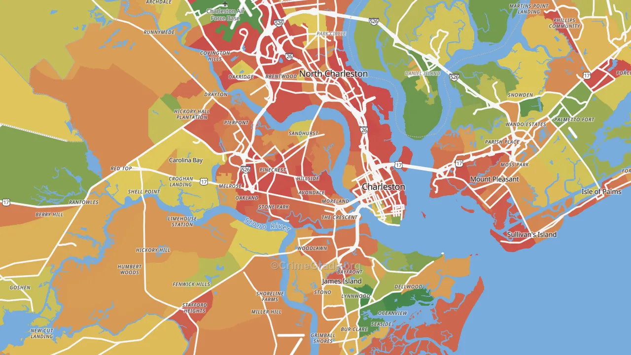 Charleston, SC Map of Drug-Related Crime Rates