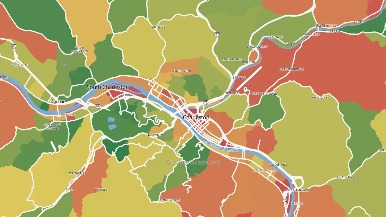 Charleston, WV Map of Drug-Related Crime Rates