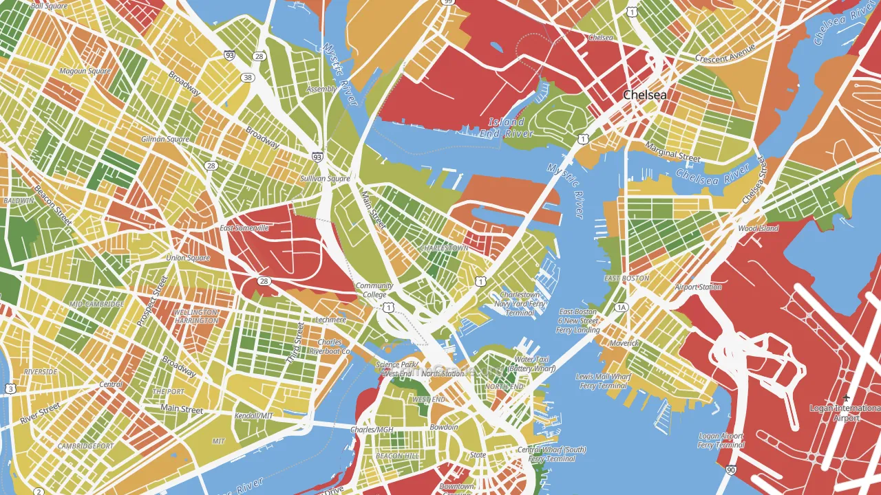 Charlestown, MA Map of Drug-Related Crime Rates