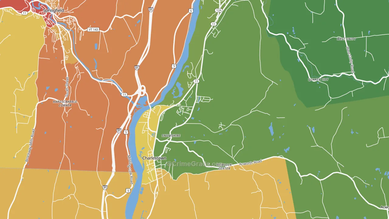 Charlestown, NH Map of Drug-Related Crime Rates