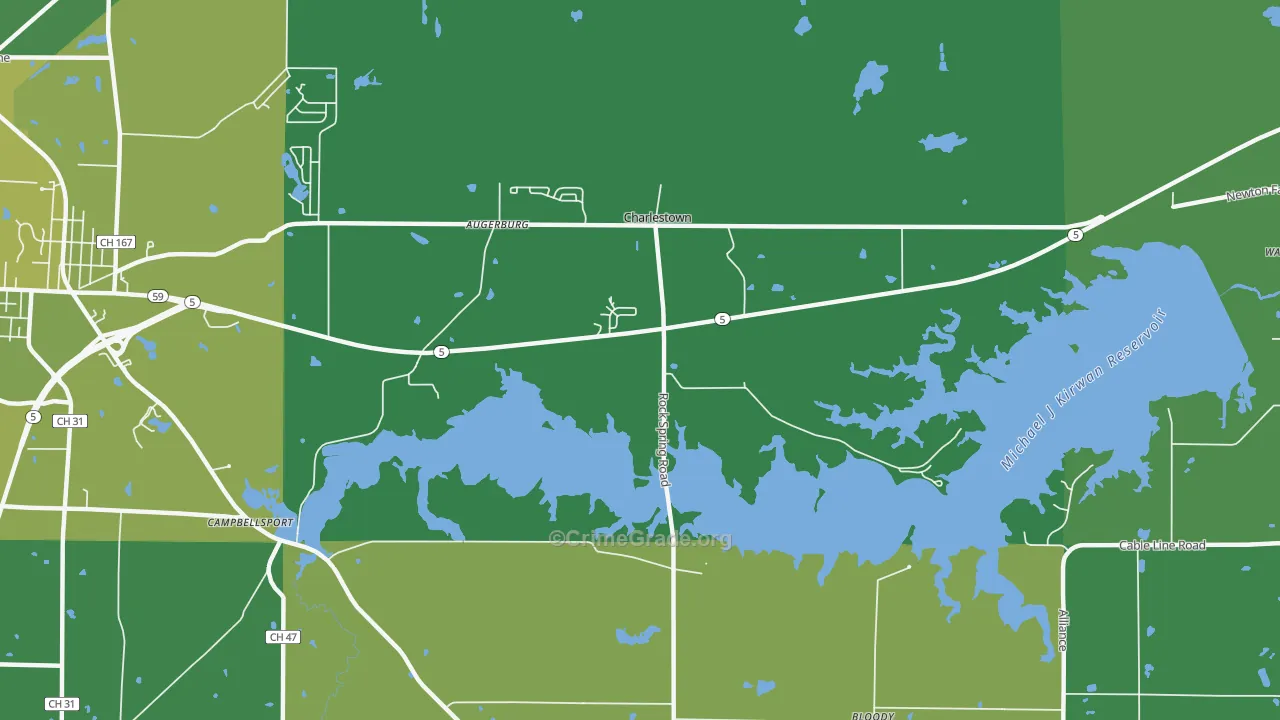 Charlestown, OH Map of Drug-Related Crime Rates
