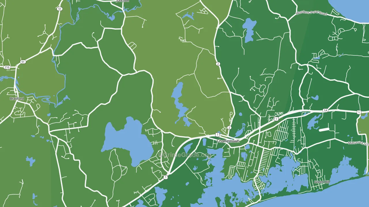 Charlestown, RI Map of Drug-Related Crime Rates