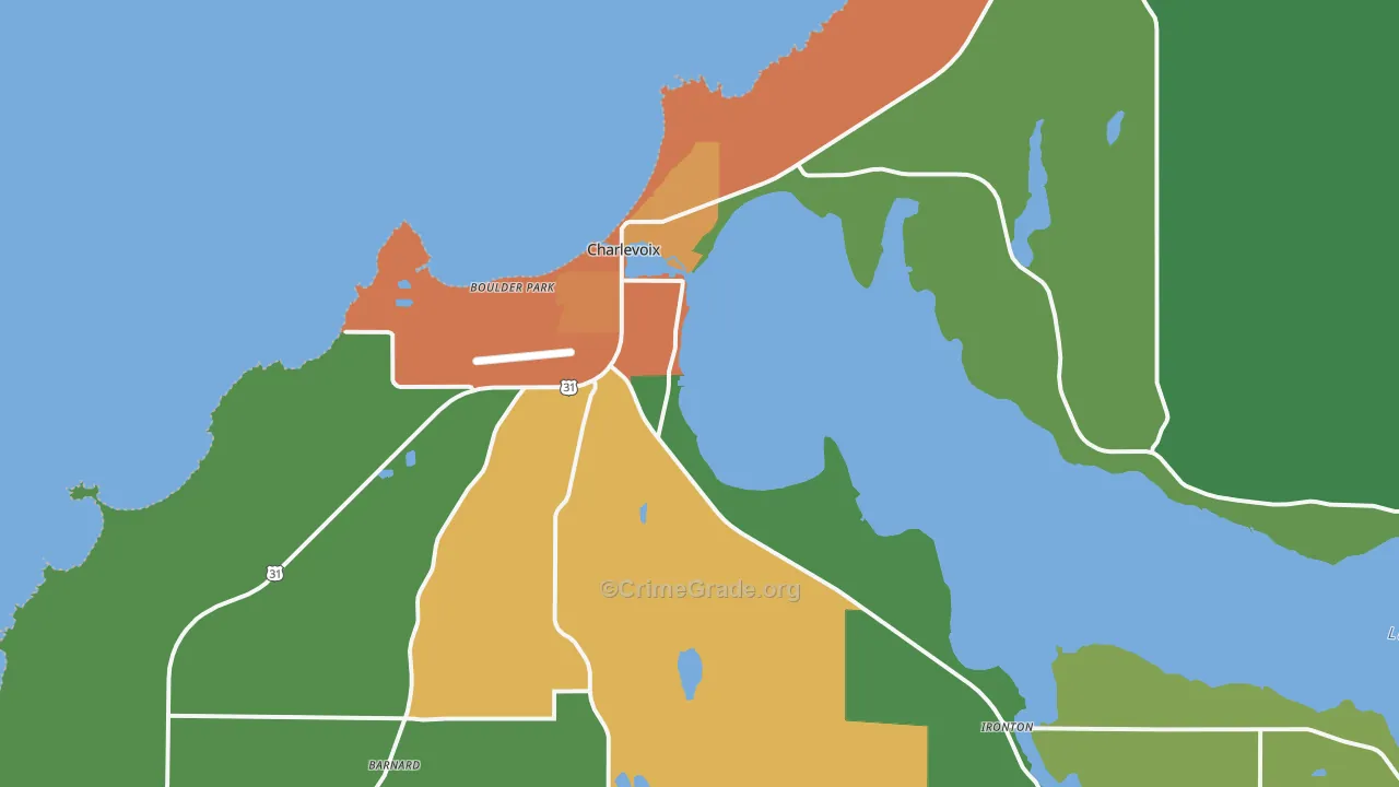 Charlevoix, MI Map of Drug-Related Crime Rates
