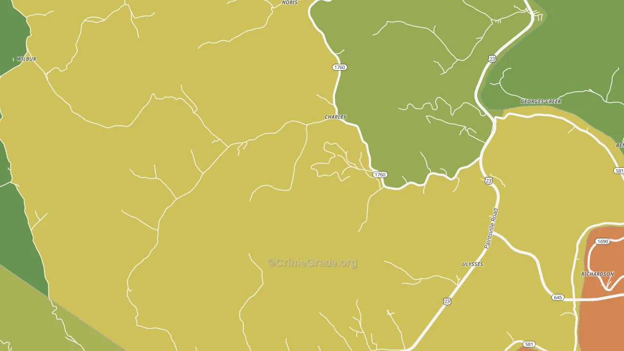 Charley, KY Map of Drug-Related Crime Rates