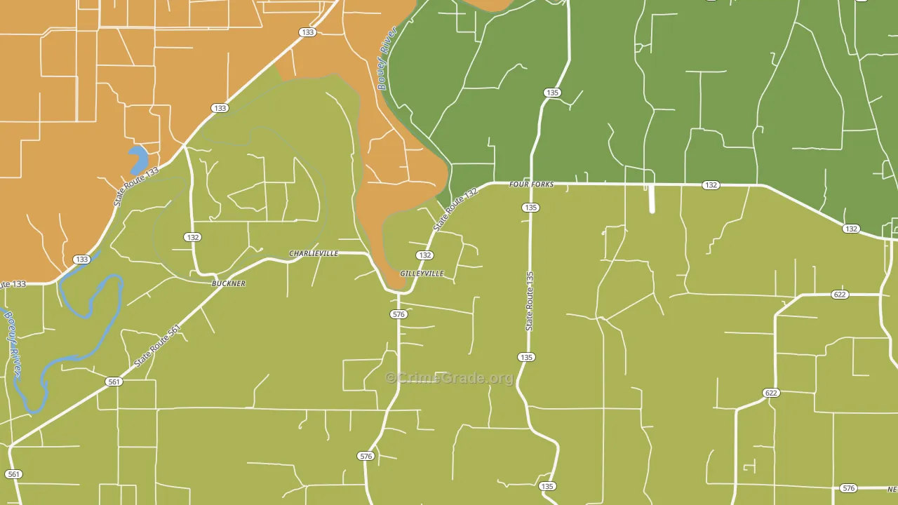 Charlieville, LA Map of Drug-Related Crime Rates