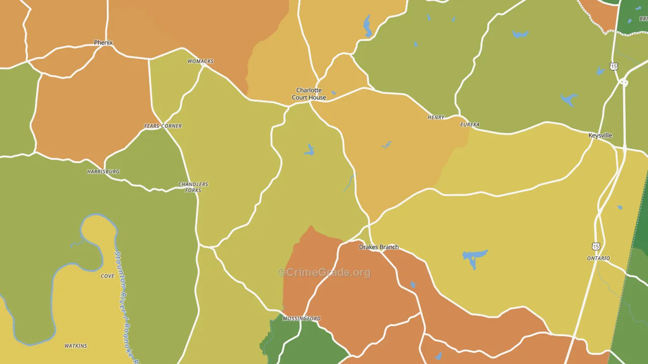 Charlotte County, VA Map of Drug-Related Crime Rates