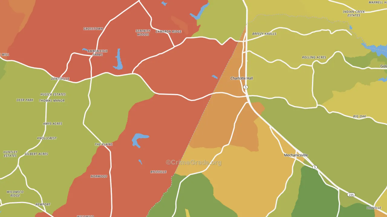 Charlotte Hall, MD Map of Drug-Related Crime Rates