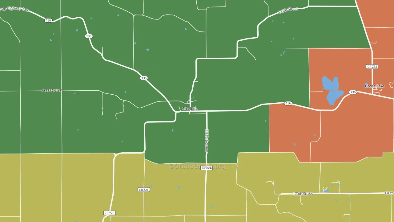 Charlotte, IA Map of Drug-Related Crime Rates