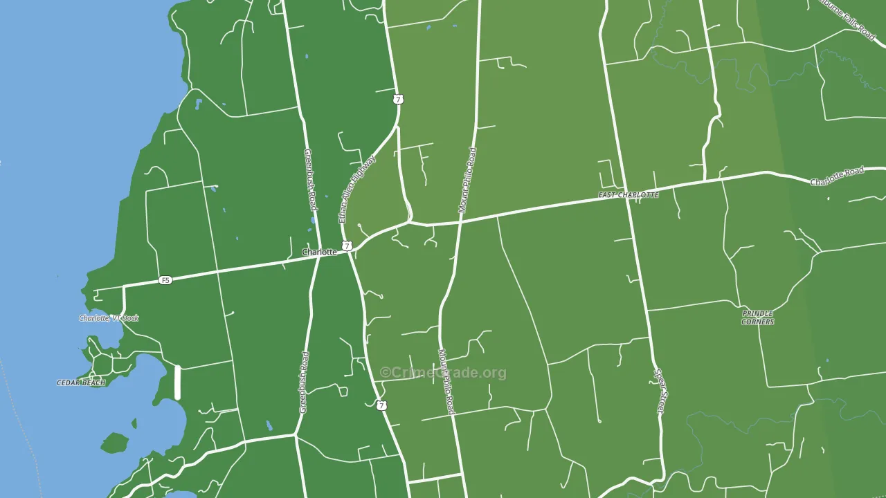 Charlotte, VT Map of Drug-Related Crime Rates