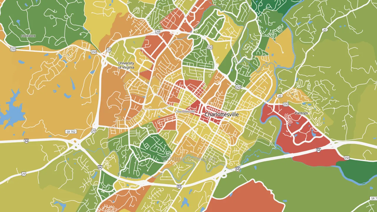 Charlottesville City, VA Map of Drug-Related Crime Rates