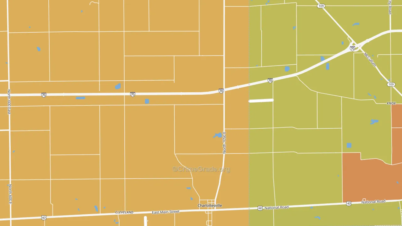 Charlottesville, IN Map of Drug-Related Crime Rates