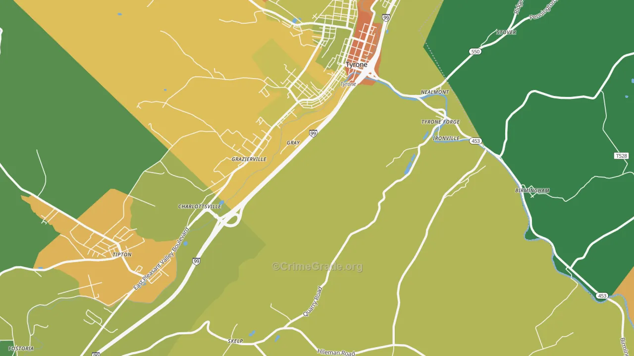 Charlottsville, PA Map of Drug-Related Crime Rates