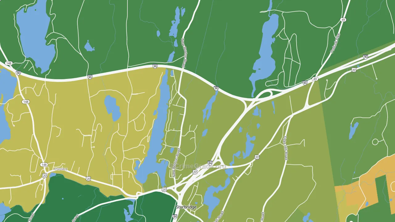 Charlton City, MA Map of Drug-Related Crime Rates