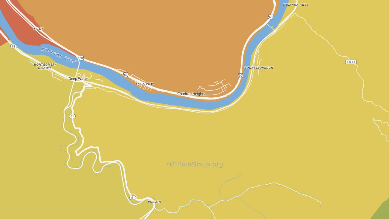 Charlton Heights, WV Map of Drug-Related Crime Rates