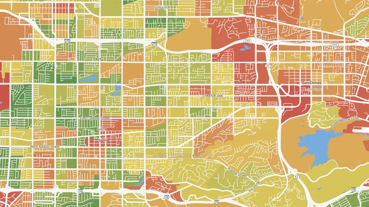 Charter Oak, Covina, CA Map of Drug-Related Crime Rates