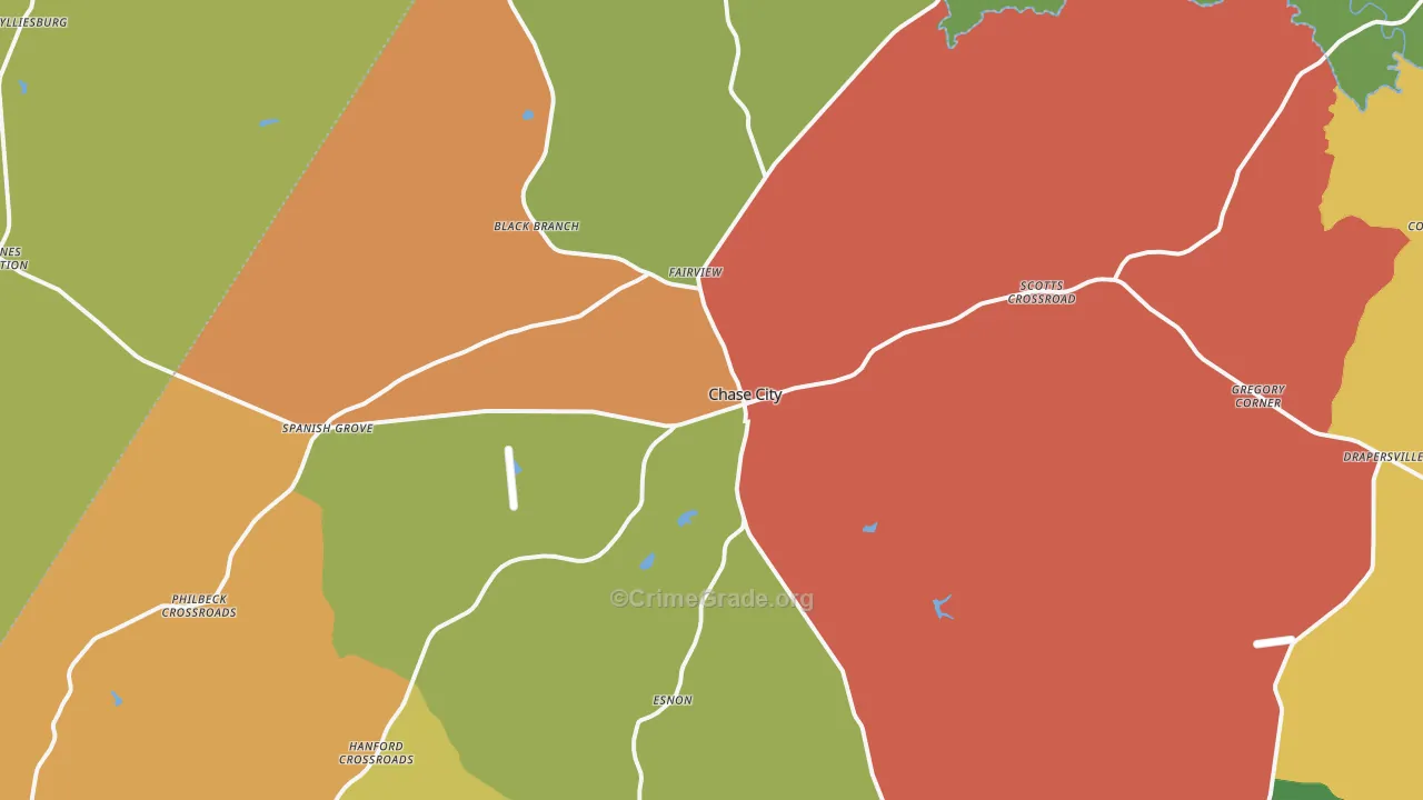 Chase City, VA Map of Drug-Related Crime Rates