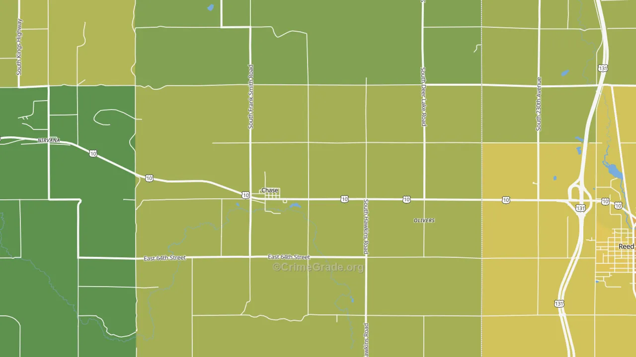 Chase, MI Map of Drug-Related Crime Rates