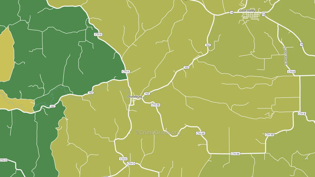 Chaseburg, WI Map of Drug-Related Crime Rates