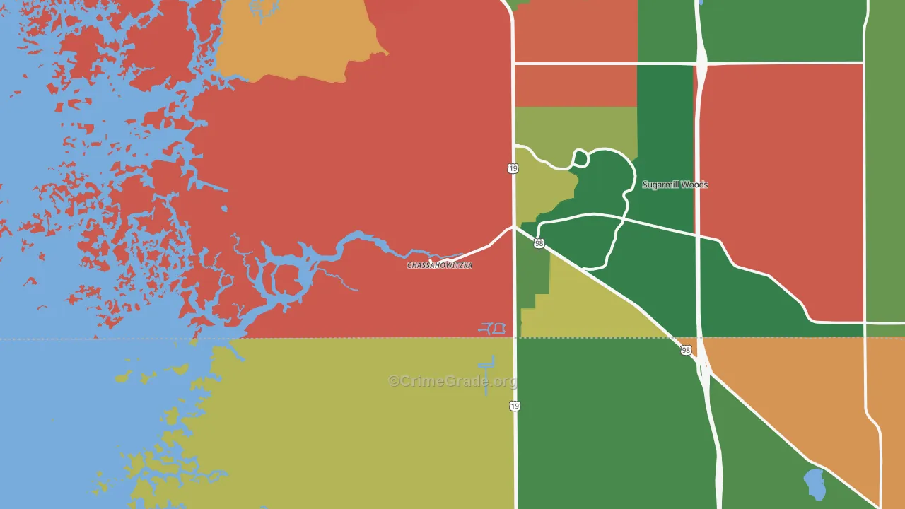 Chassahowitzka, FL Map of Drug-Related Crime Rates