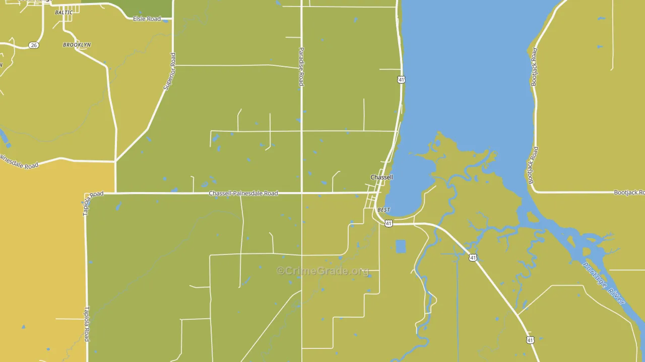 Chassell, MI Map of Drug-Related Crime Rates