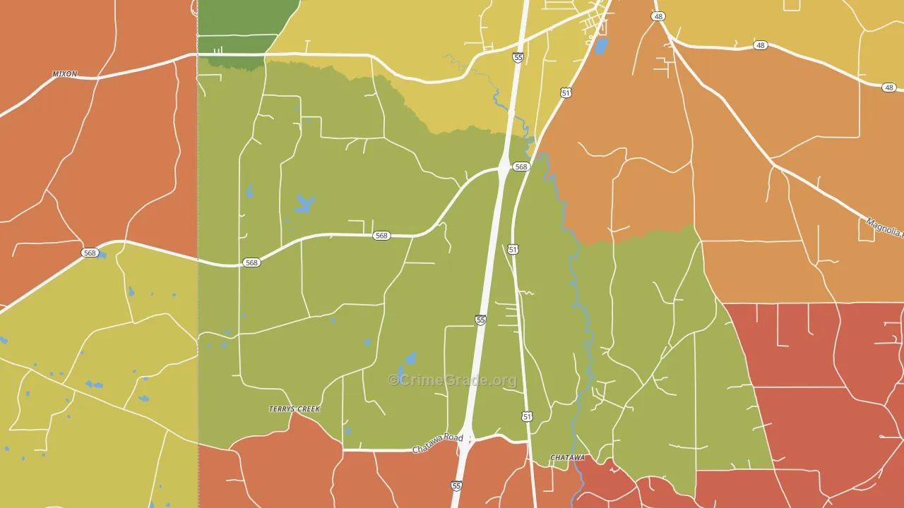 Chatawa, MS Map of Drug-Related Crime Rates
