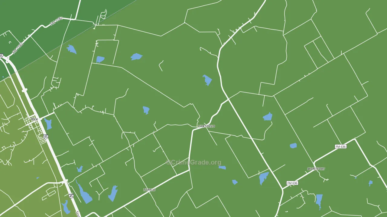 Chatfield, TX Map of Drug-Related Crime Rates