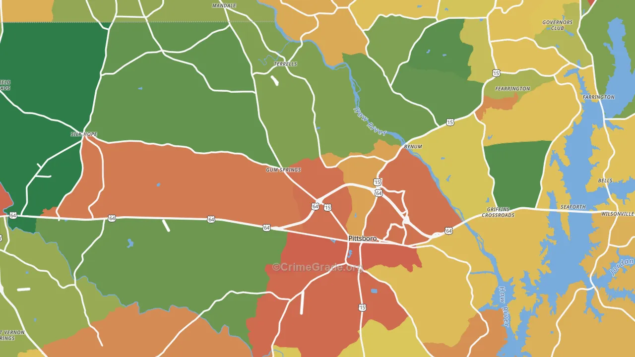 Chatham County, NC Map of Drug-Related Crime Rates