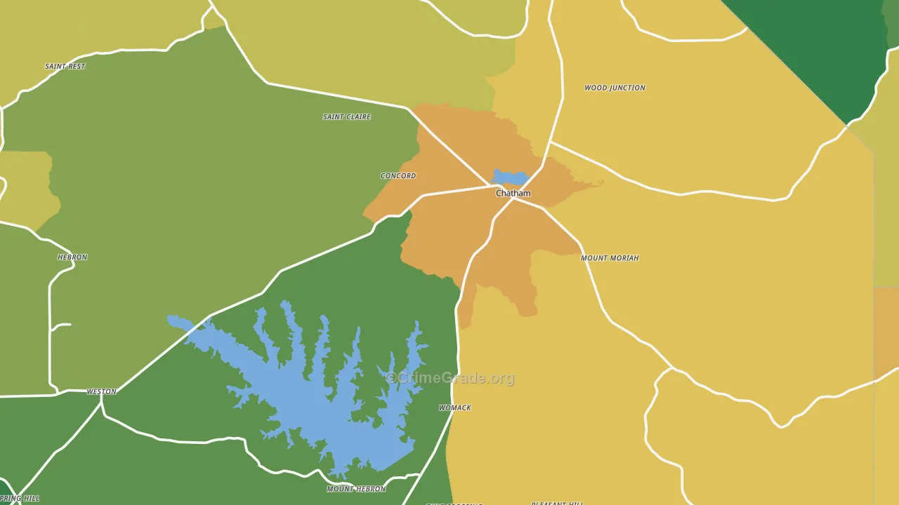 Chatham, LA Map of Drug-Related Crime Rates