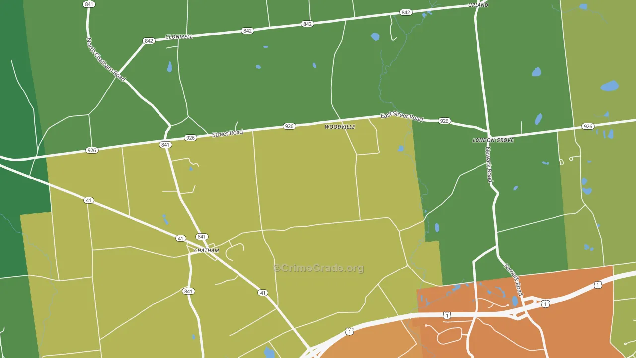 Chatham, PA Map of Drug-Related Crime Rates