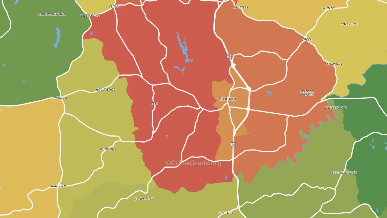 Chatham, VA Map of Drug-Related Crime Rates