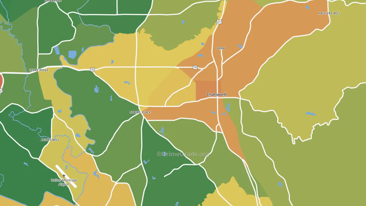Chatsworth, GA Map of Drug-Related Crime Rates
