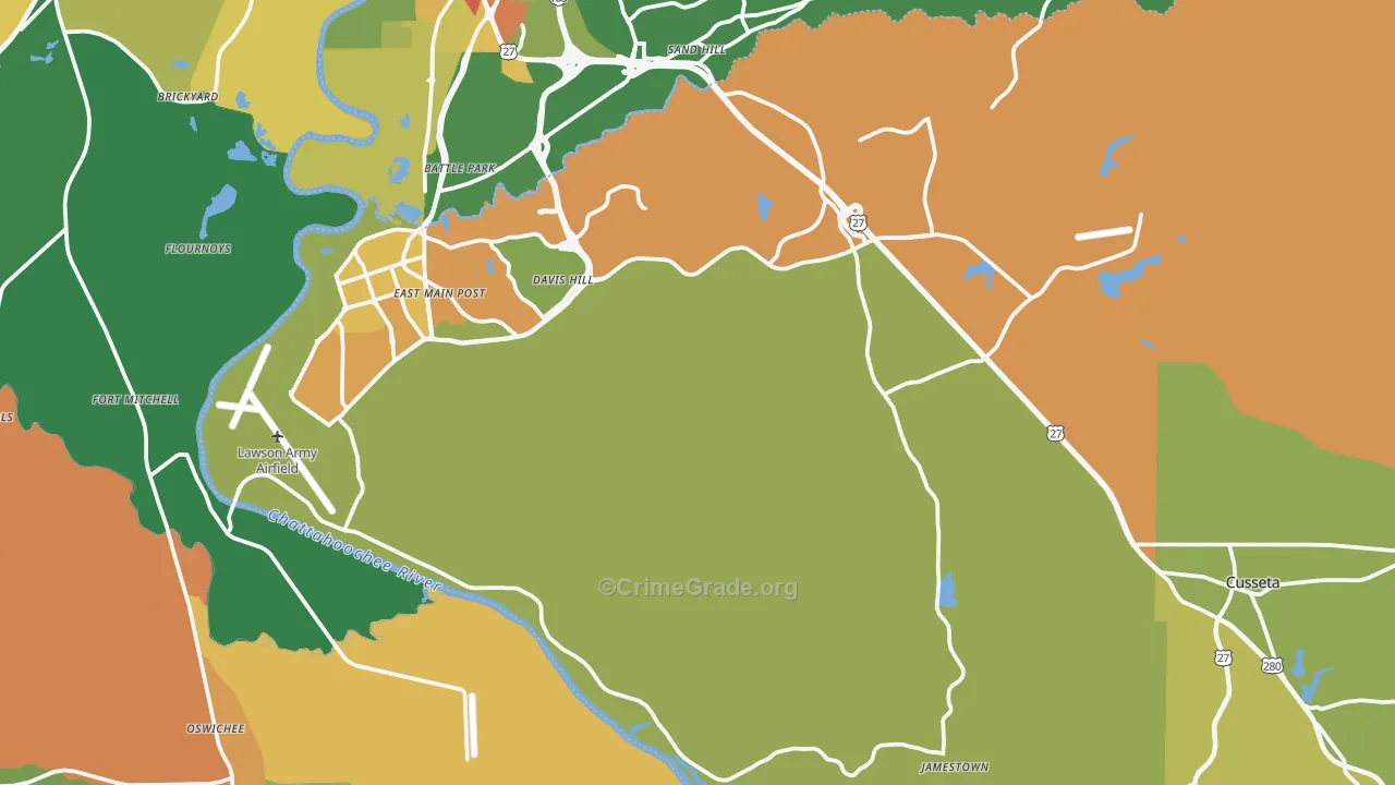 Chattahoochee County, GA Map of Drug-Related Crime Rates