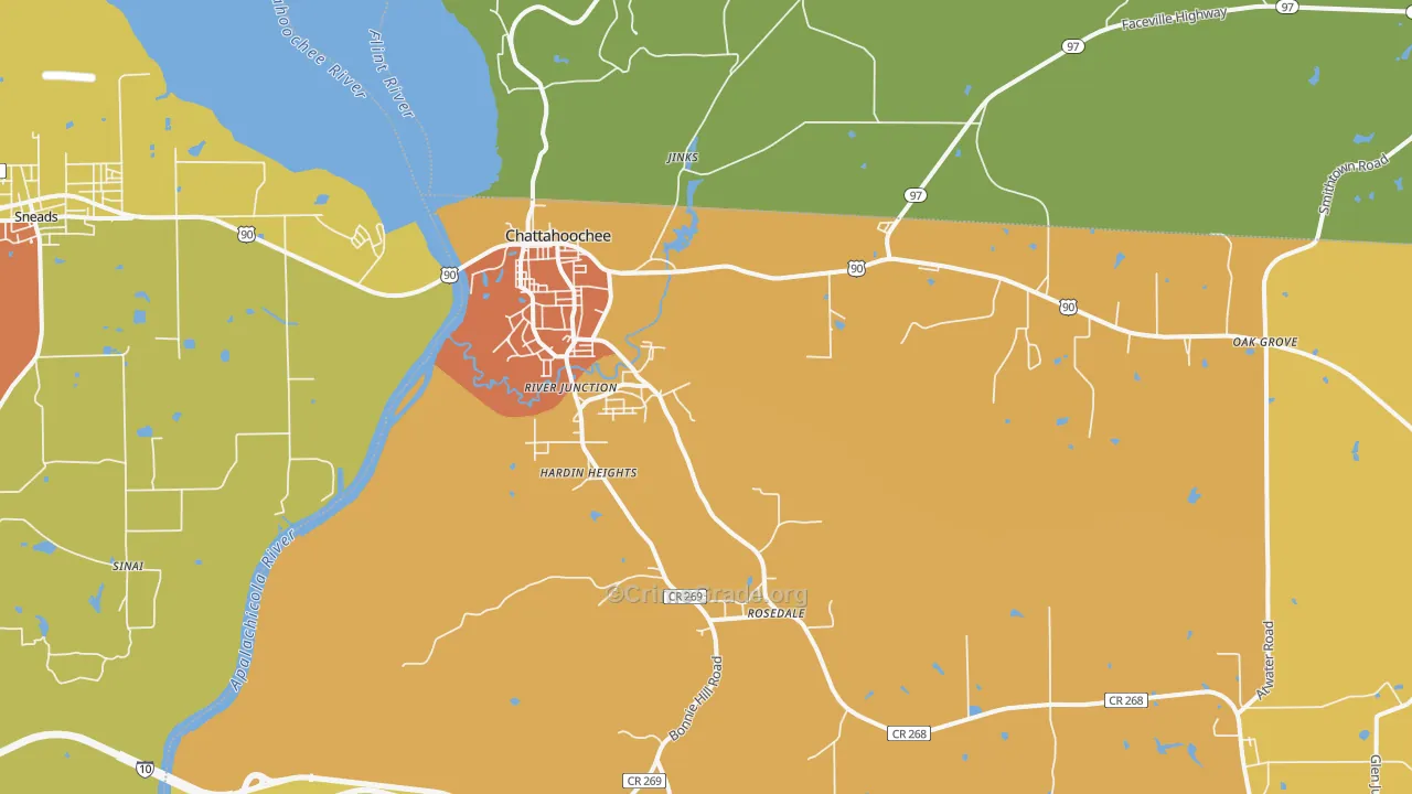 Chattahoochee, FL Map of Drug-Related Crime Rates