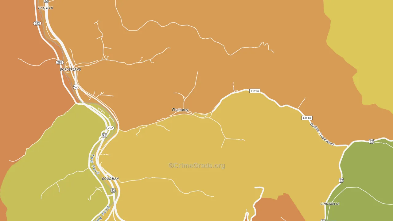 Chattaroy, WV Map of Drug-Related Crime Rates