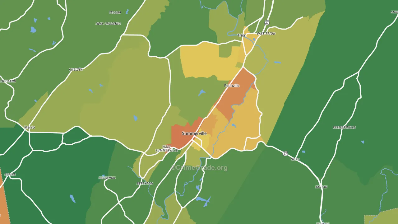 Chattooga County, GA Map of Drug-Related Crime Rates