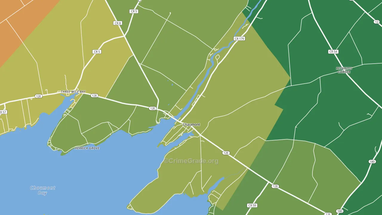 Chaumont, NY Map of Drug-Related Crime Rates