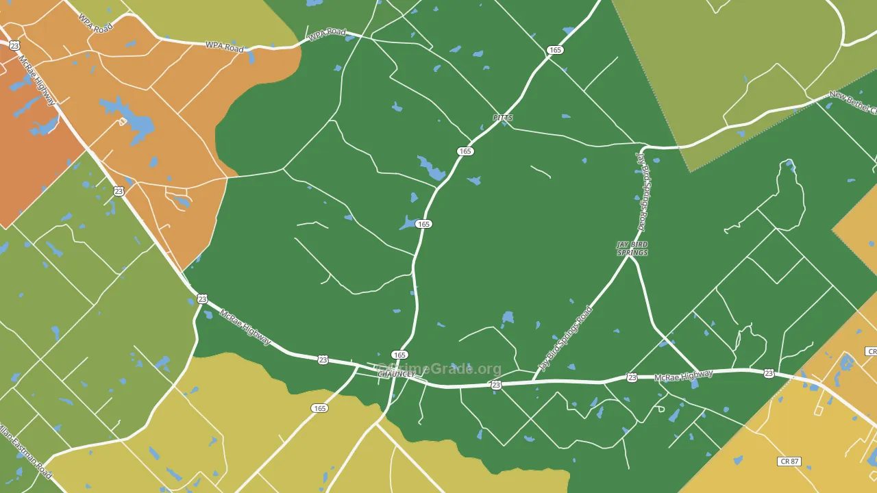 Chauncey, GA Map of Drug-Related Crime Rates
