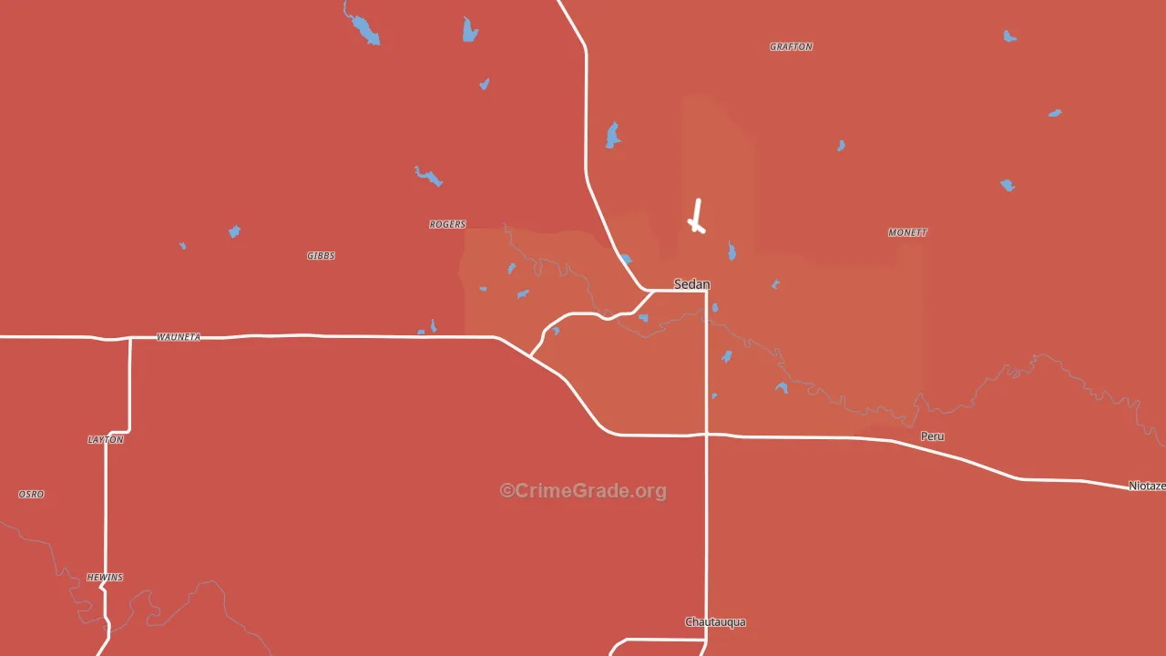 Chautauqua County, KS Map of Drug-Related Crime Rates