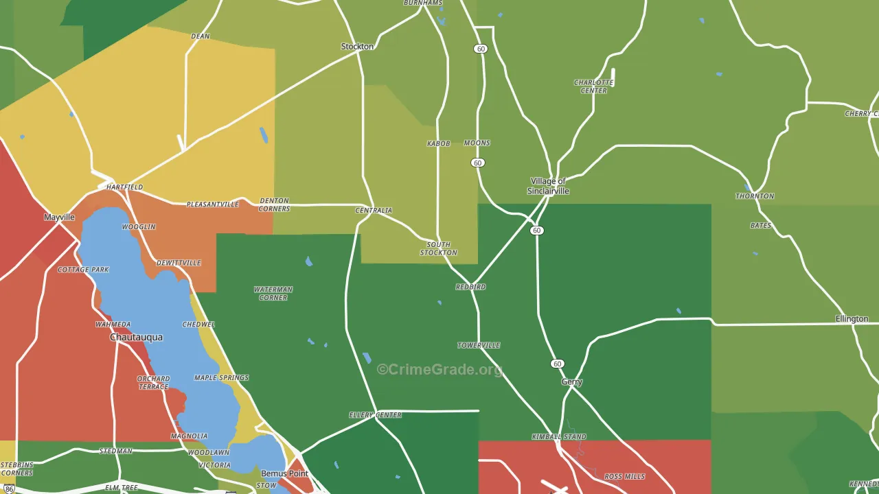 Chautauqua County, NY Map of Drug-Related Crime Rates