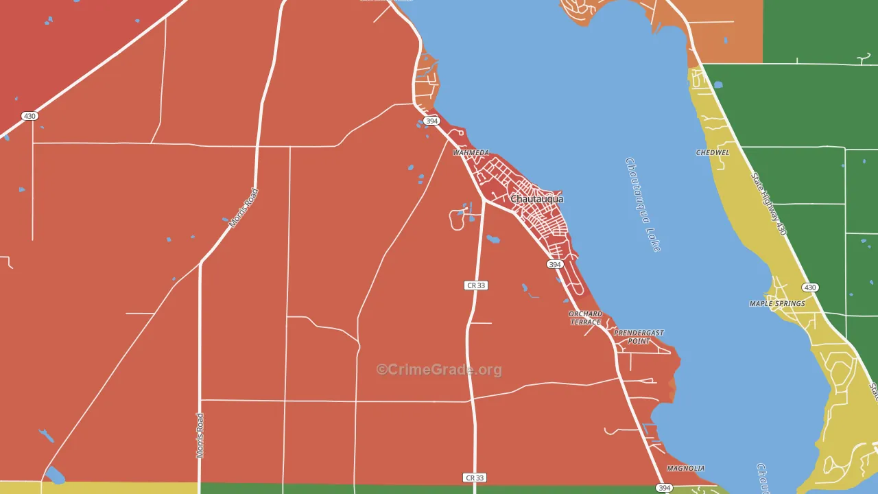 Chautauqua, NY Map of Drug-Related Crime Rates