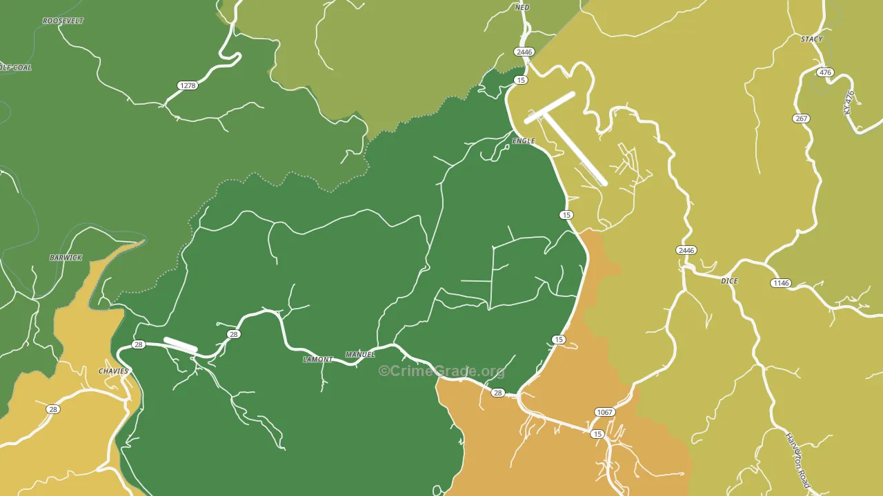 Chavies, KY Map of Drug-Related Crime Rates