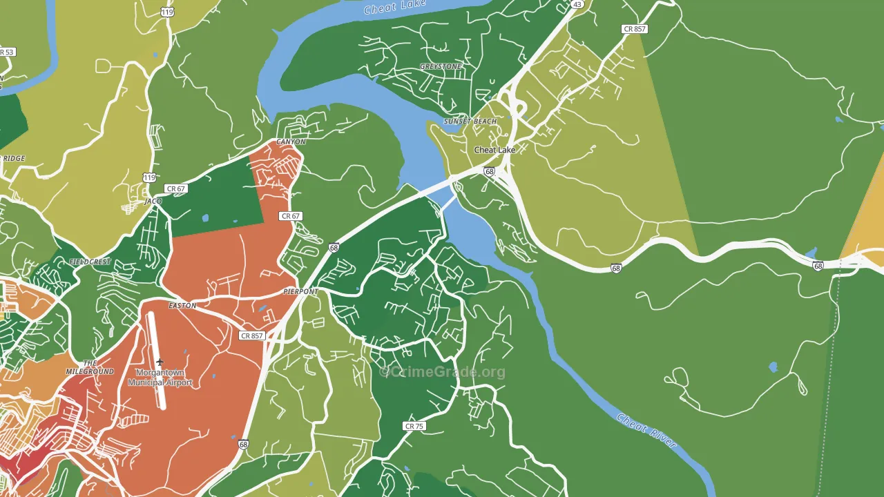 Cheat Lake, WV Map of Drug-Related Crime Rates
