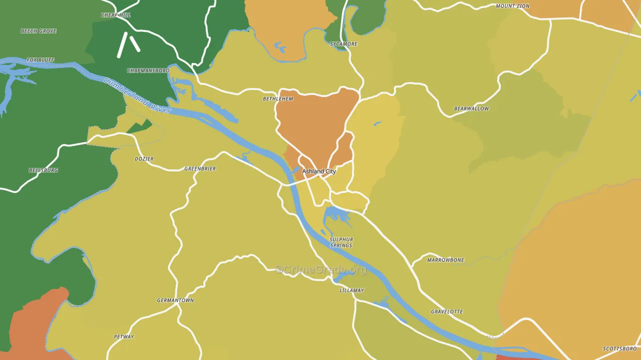 Cheatham County, TN Map of Drug-Related Crime Rates