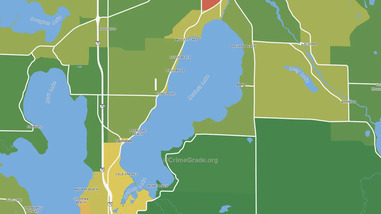Cheboygan County, MI Map of Drug-Related Crime Rates