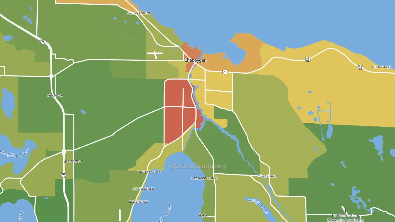 Cheboygan, MI Map of Drug-Related Crime Rates