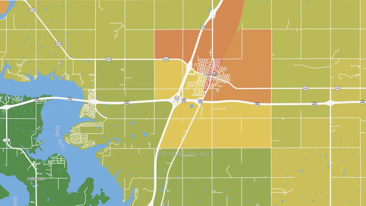 Checotah, OK Map of Drug-Related Crime Rates