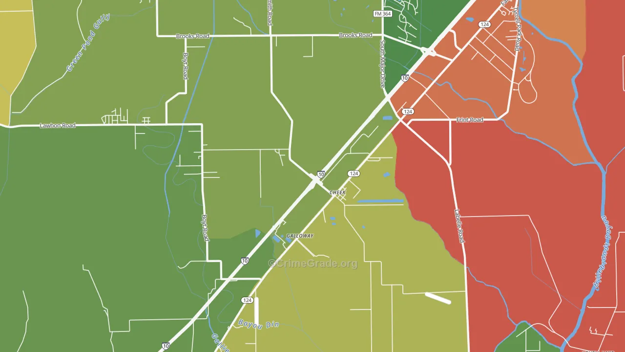 Cheek, TX Map of Drug-Related Crime Rates