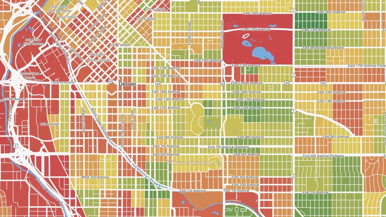 Cheesman Park, Denver, CO Map of Drug-Related Crime Rates