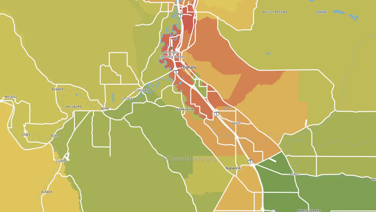 Chehalis, WA Map of Drug-Related Crime Rates
